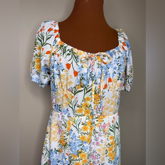 Mary & Mo Floral Short Sleeve Empire Waist Dress Size XL - Picture 2 of 8
